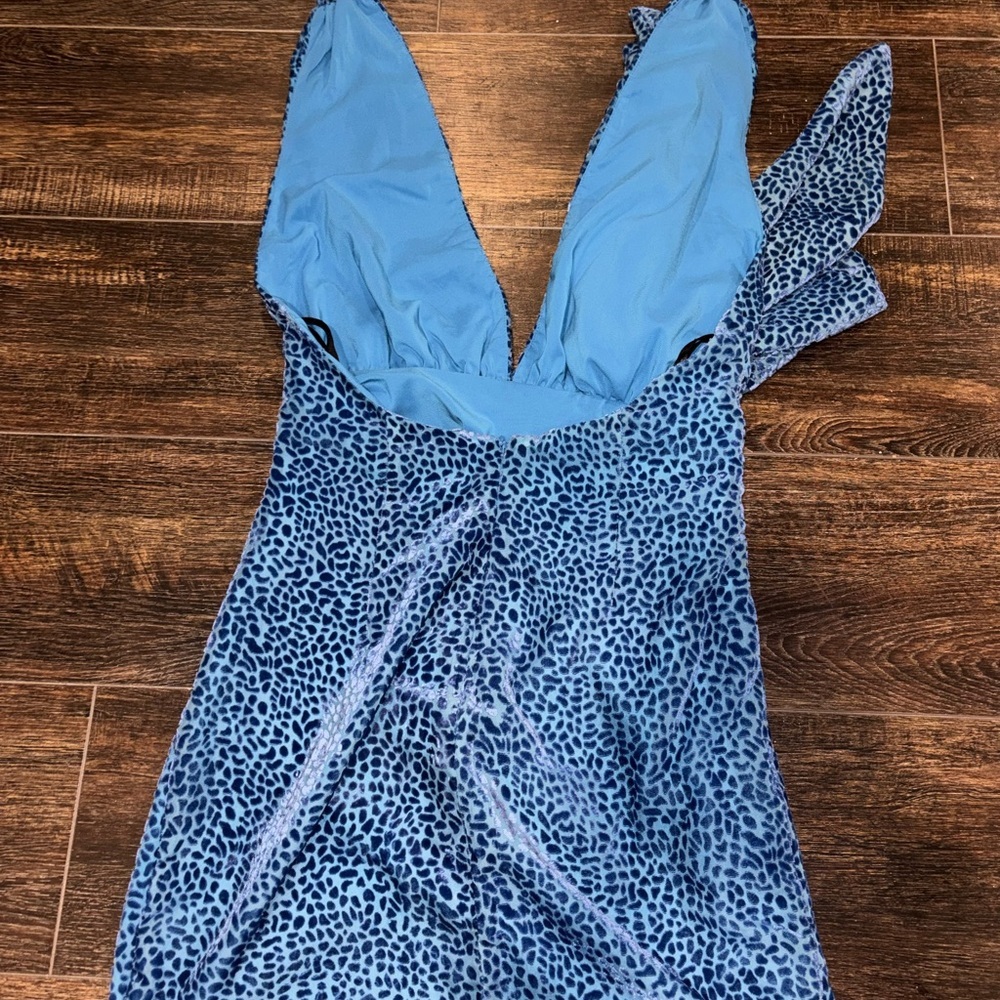 NBD Pari Mini Dress in Blue Leopard Size X-Small - Picture 7 of 10
